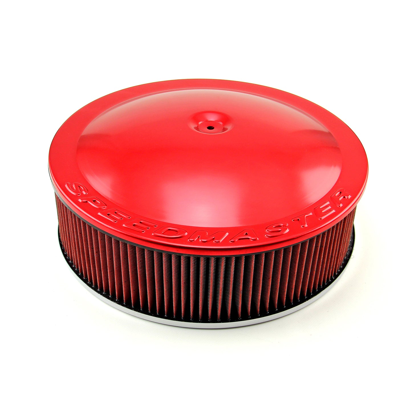 Speedmaster PCE104.1056 14" X 4" Washable Element Flat Base Aluminum Air Cleaner Red