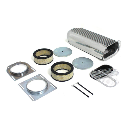 Speedmaster PCE106.1002 Polished Aluminum Dual Carburetor Hilborn Style Hood Scoop