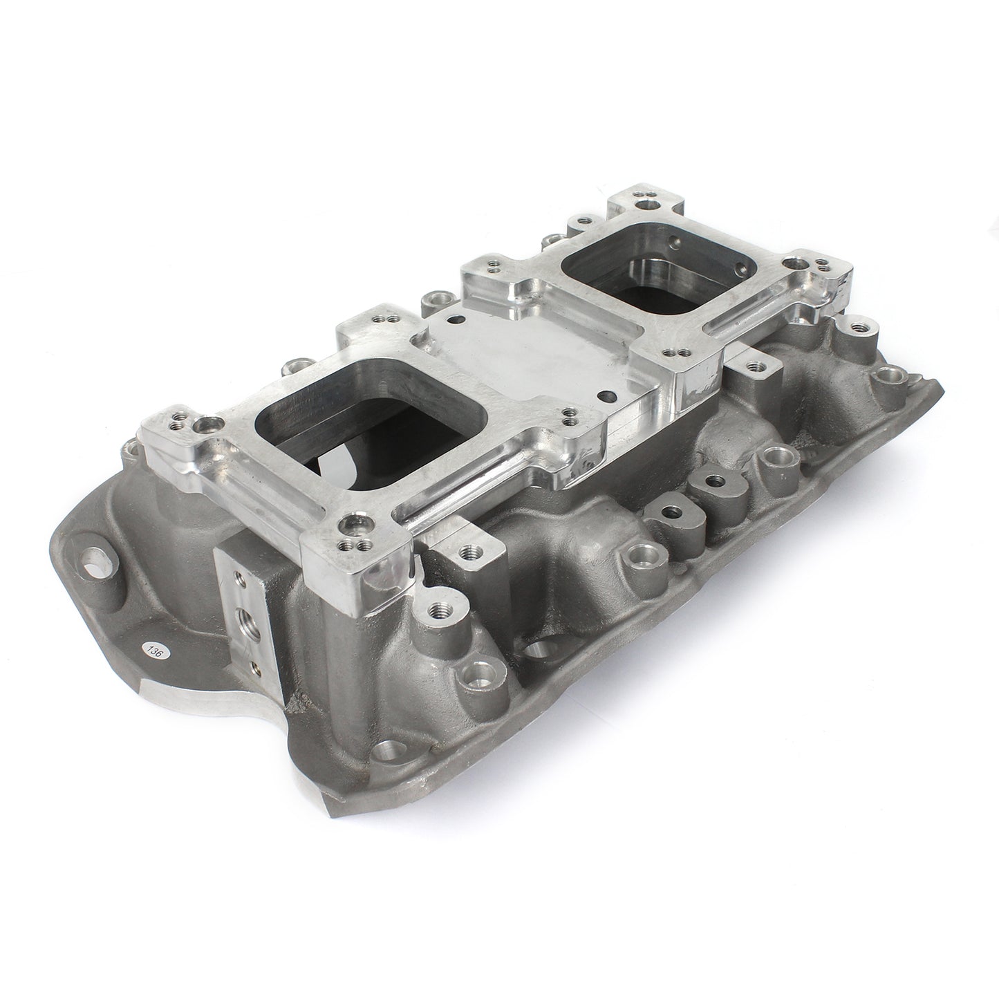 Speedmaster PCE147.1114 Fits Ford 302 351C Cleveland 3V 4V W/Tongues Open Intake Manifold W/Dual Carb Adapter