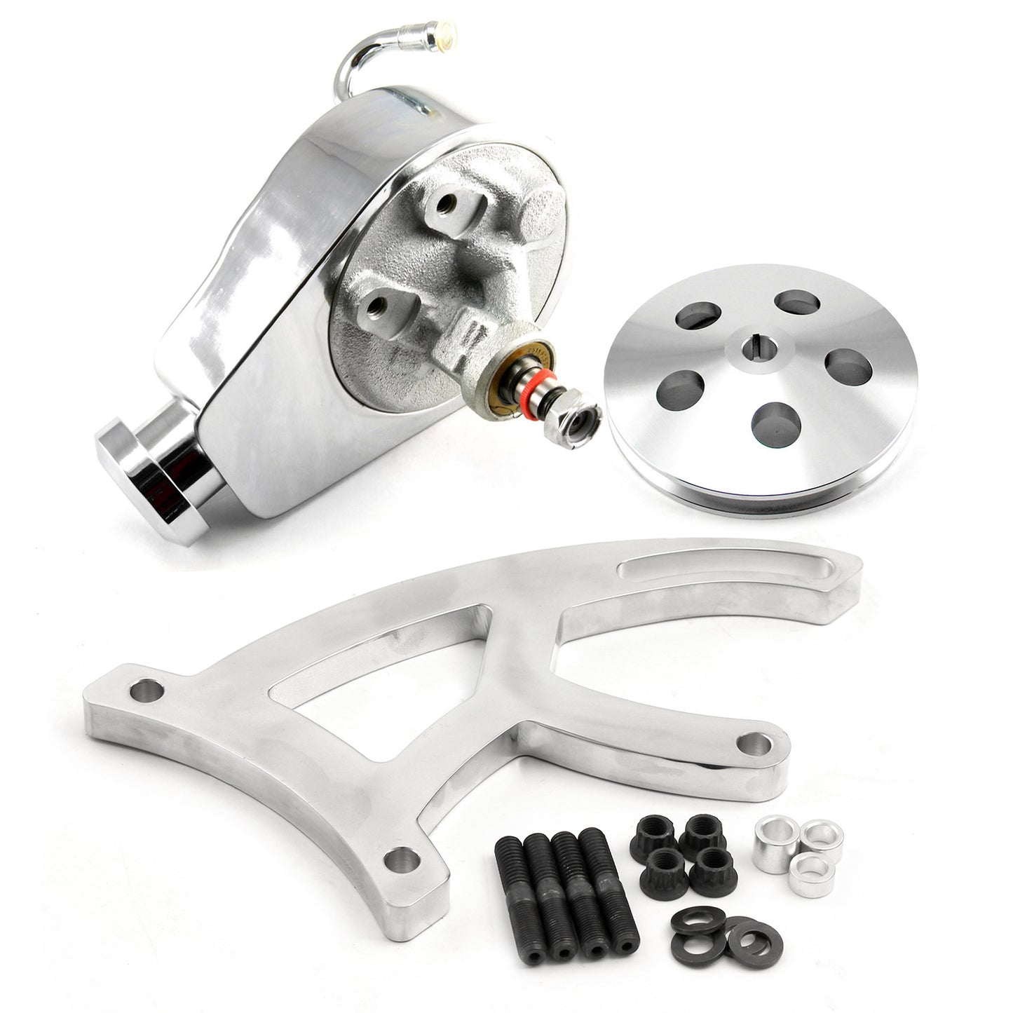 Speedmaster PCE172.1008 Fits Ford 302 351C Cleveland Power Steering Pump Billet Bracket & Pulley Kit