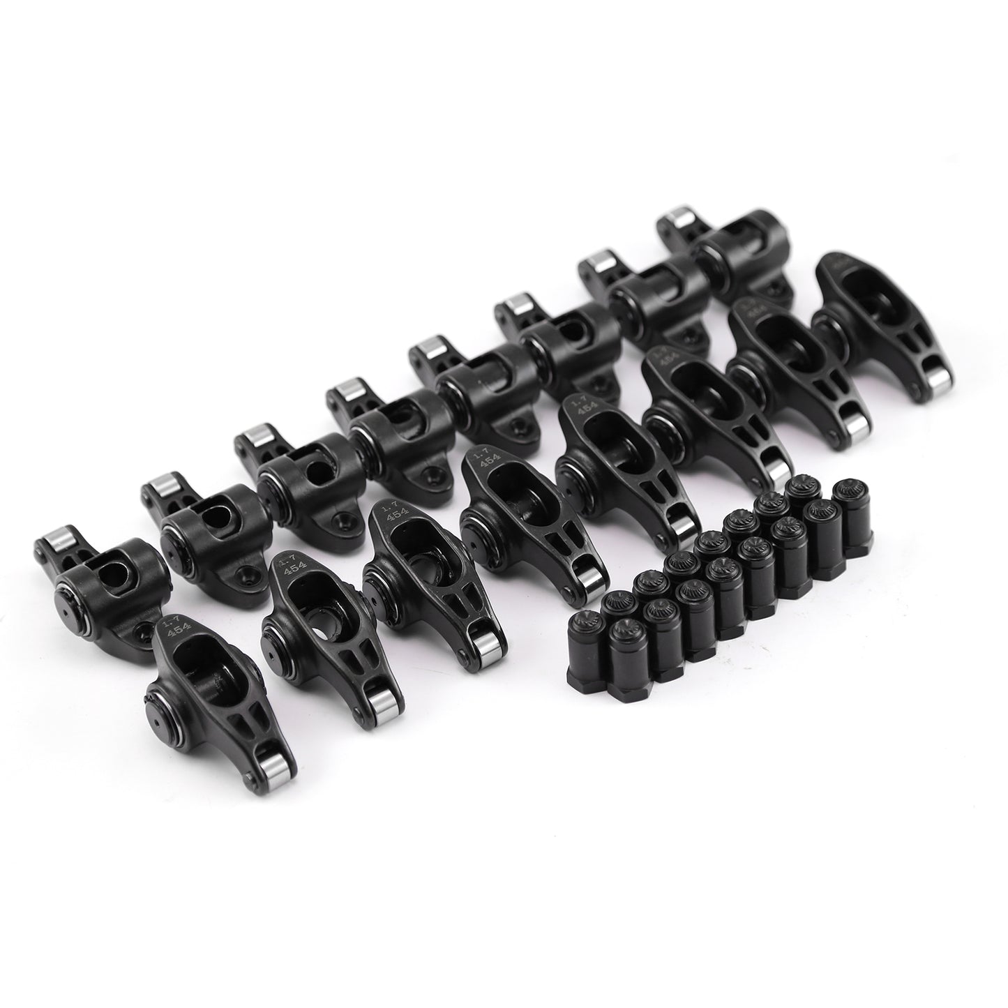 Speedmaster PCE261.1164 Fits Chevy BBC 454 1.7 Ratio 7/16" Ultra Black Chromoly Roller Rocker Arms Set