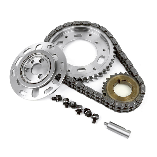 Speedmaster PCE264.1017 Fits Chevy SBC 350 Double Roller 2pc Adj Billet Steel Timing Chain Kit