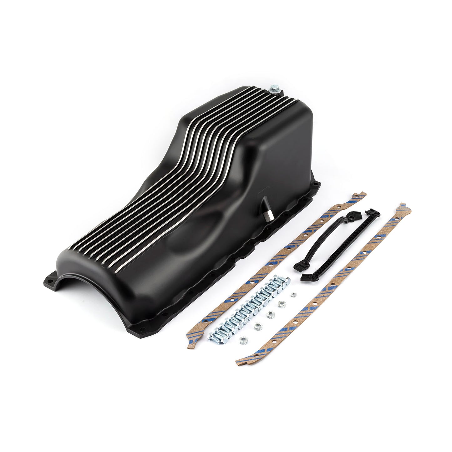 Speedmaster PCE300.1099 Fits Chevy BBC 454 2Pc Rms 1965 1990 Black Finned Aluminum Oil Pan And Gasket Kit