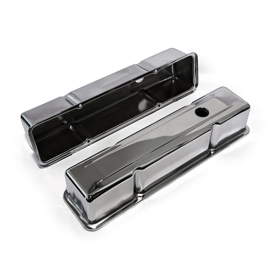 Speedmaster PCE314.1002.01 Fits Chevy SBC 350 Chrome Steel Valve Covers - Tall W/ Hole