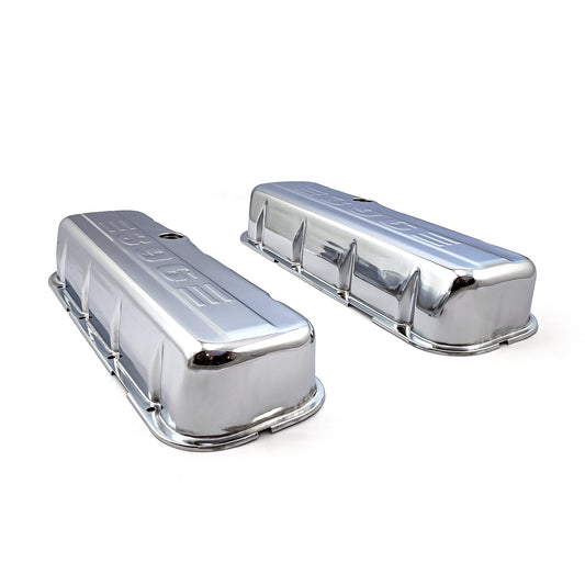 Speedmaster PCE314.1004.04 Fits Chevy BBC 454 Chrome "396 Stamped" Steel Valve Covers - Tall W/ Baffled Hole