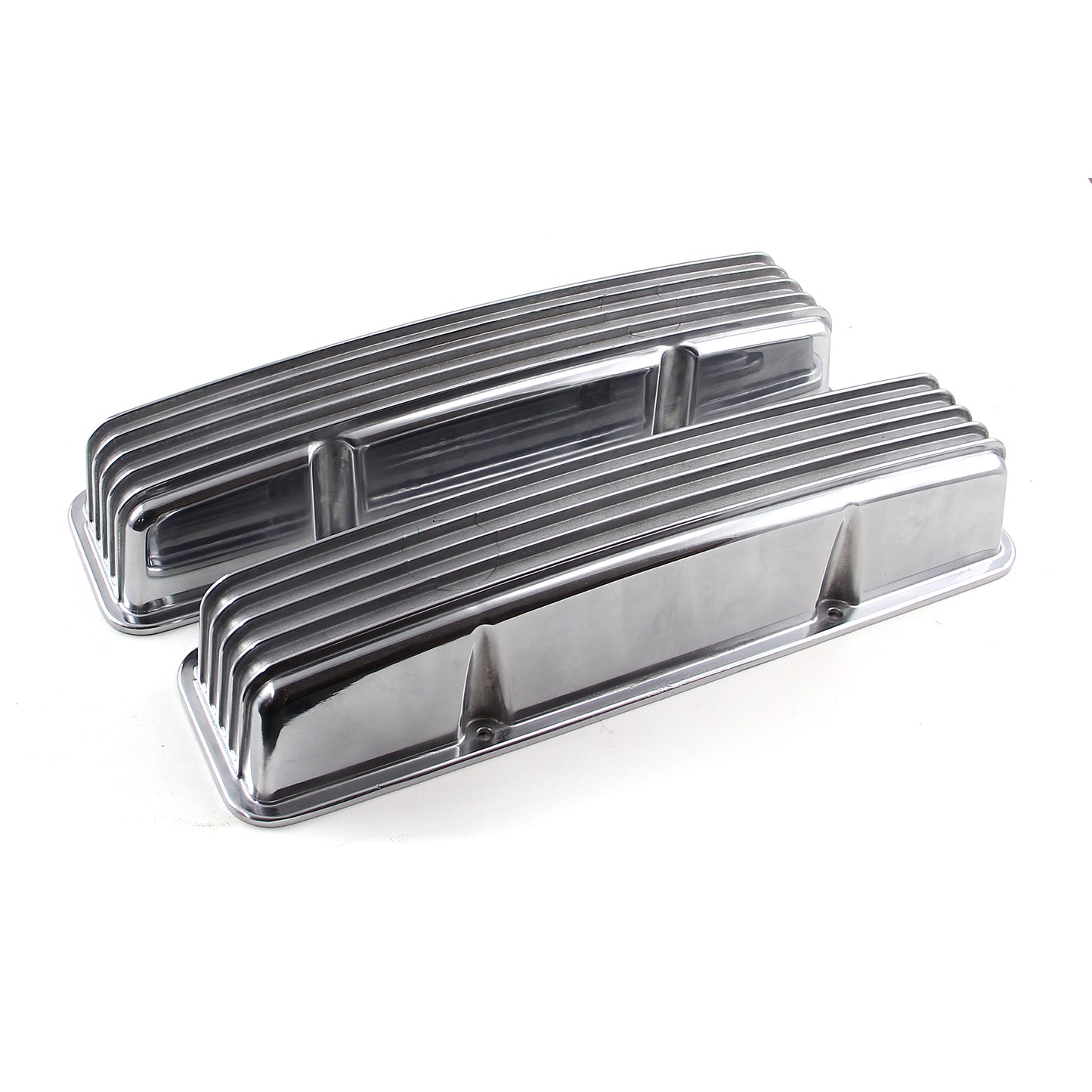 Speedmaster PCE314.1017.02 Fits Chevy SBC 350 Nostalgic Finned Aluminum Valve Covers - Tall W/o Holes
