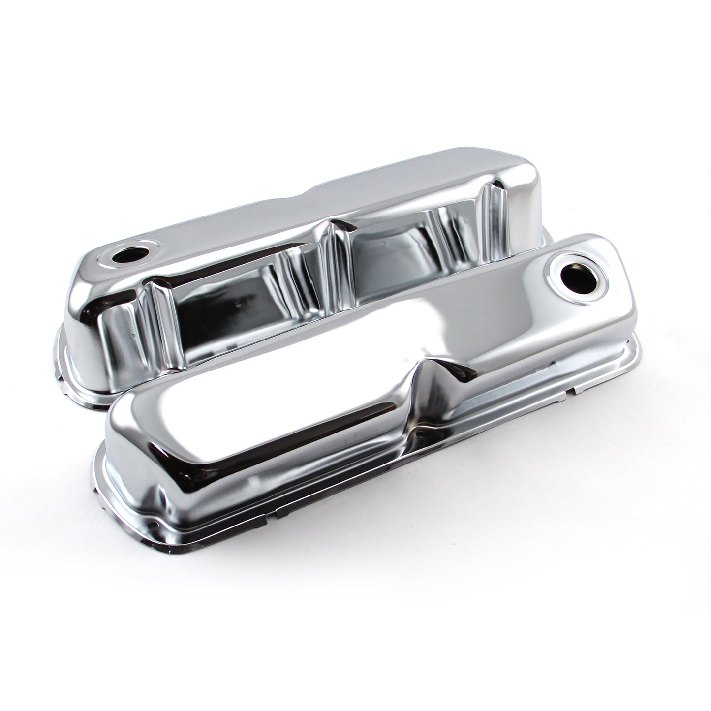 Speedmaster PCE314.1042 Fits Ford SB 289 302 351 Windsor Chrome Steel Valve Covers 3 1/2" Tall W/Baffled Hole