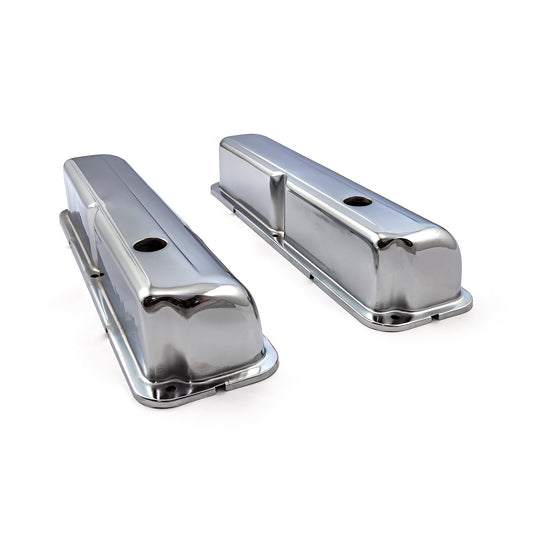 Speedmaster PCE314.1044 Fits Ford Fe 390 427 428 Chrome Steel Valve Covers - 3 7/8" Tall W/ Baffled Hole