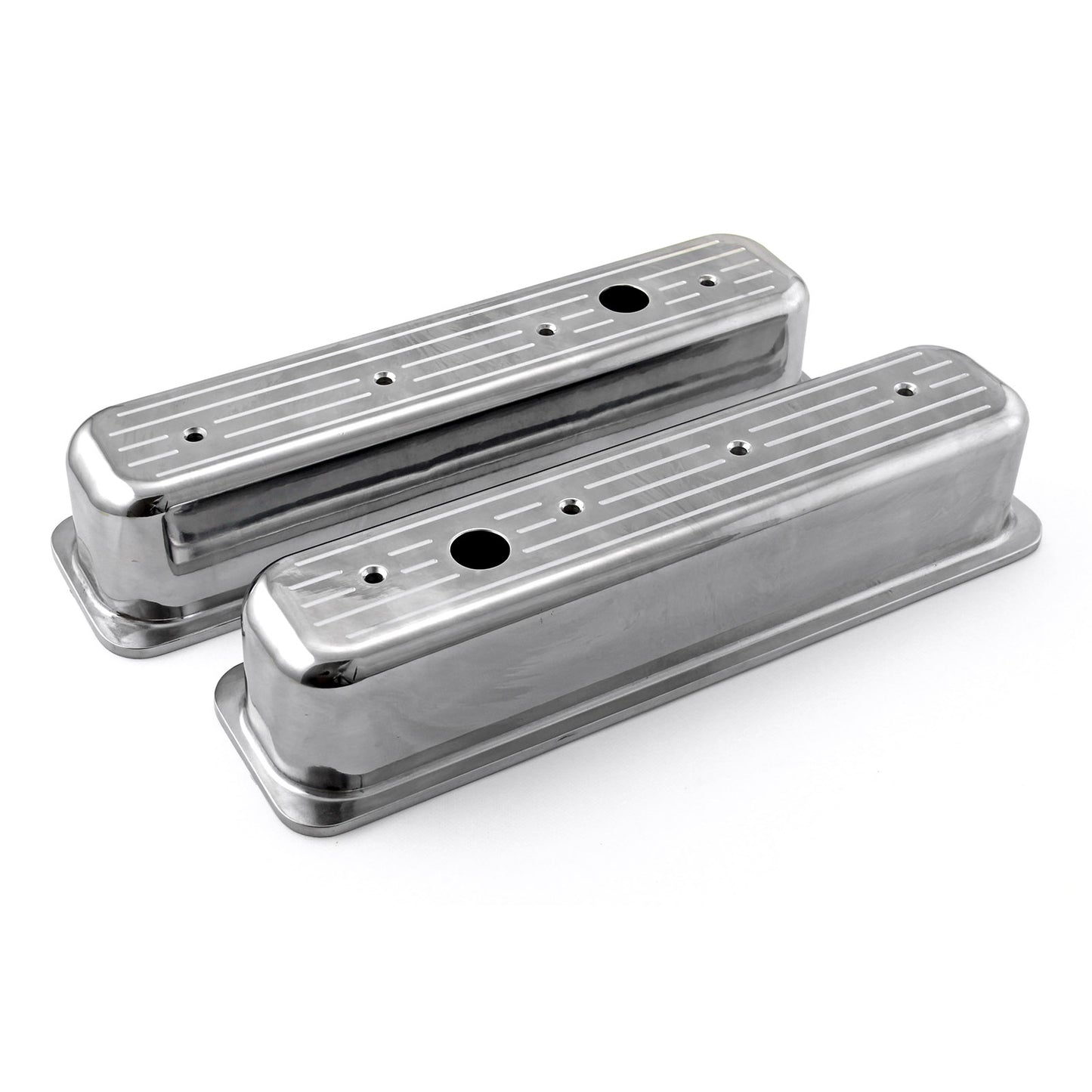 Speedmaster PCE314.1075.03 Fits Chevy SBC 350 Center Bolt Polished Aluminum Ball Milled Valve Covers Tall W/Hole