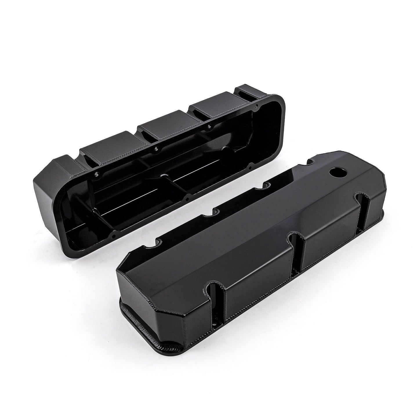 Speedmaster PCE314.1105.03 Fits Chevy BBC 454 Fabricated Valve Covers Black Tall W/ Hole