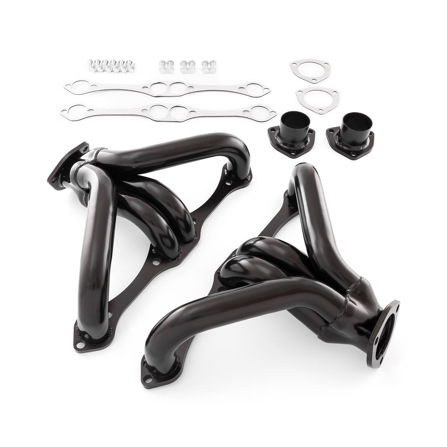 Speedmaster PCE316.1039 Fits Chevy SBC 350 1 5/8" Block Hugger Black Exhaust Headers (Angle Plug Heads)