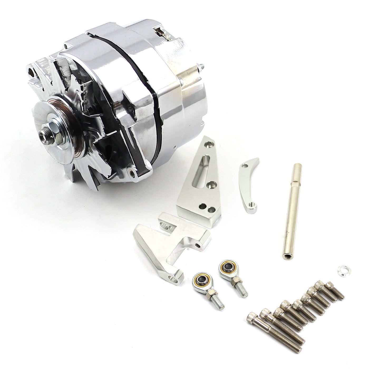 Speedmaster PCE360.1102 Fits Chevy SBC 350 100 Amp 3 Wire Alternator & SWP Aluminum Bracket Kit Polished
