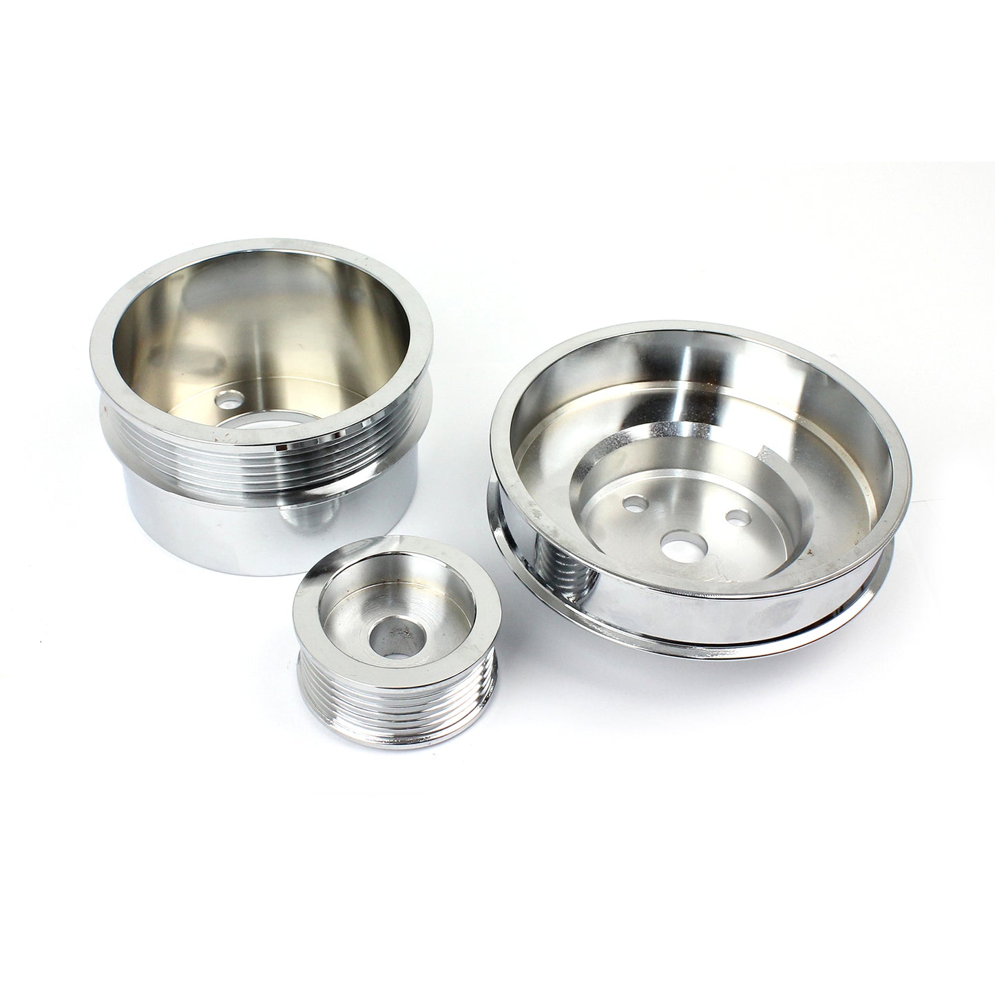 Speedmaster PCE415.1025 1979-1993 Fits Ford 5.0L Steel Serpentine 20% Underdrive Pulley Set Chrome