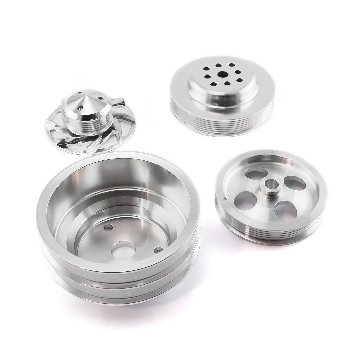 Speedmaster PCE415.1039 Fits Chevy SBC Serpentine Pulley Kit Long Water Pump With Type 2 Power Steering Pump