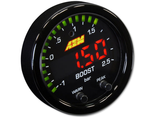 AEM X-Series Boost Pressure Gauge -30 inHg ~ 35 psi / -1 ~ 2.5 bar 30-0306