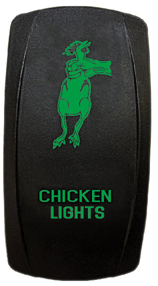 Quake LED - QRS274 - Rocker Switch Chicken Lights 2 Way 5 Pin Green