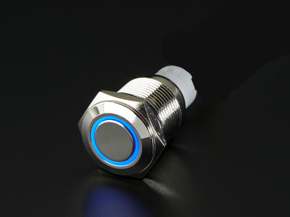 Quake LED - QRS722 - On/Off Flush Mount Switches 5 Pin 5 Amp Chrome/Blue