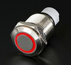 Quake LED - QRS734 - Momentary Flush Mount Switches 5 Pin 5 Amp Chrome/Red