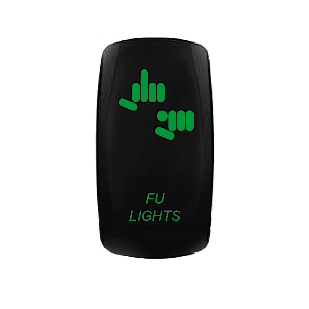 Quake LED - QW874 - Rocker Switch FU Lights 2 Way 5 Pin Green