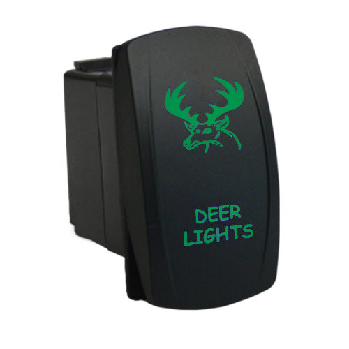 Quake LED - QW878 - Rocker Switch Deer Lights 2 Way 5 Pin Green