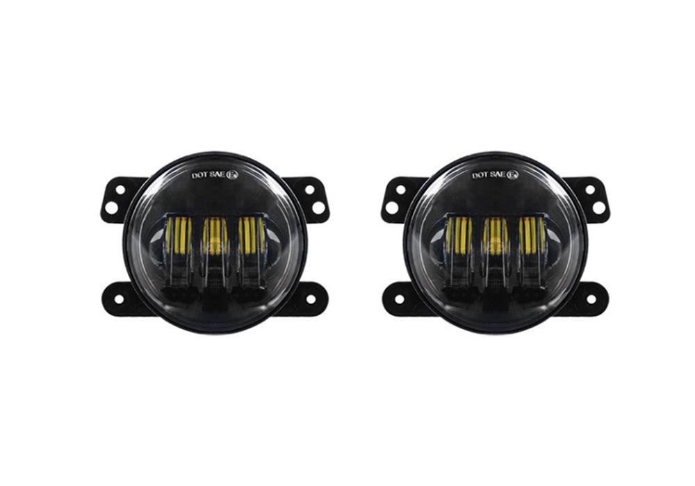 Quake LED - QTE458 - Jeep JK/CJ/TJ 4 Inch 30 Watt Fog Light Black Reflector Tempest Series For 1975-1983 Jeep CJ5