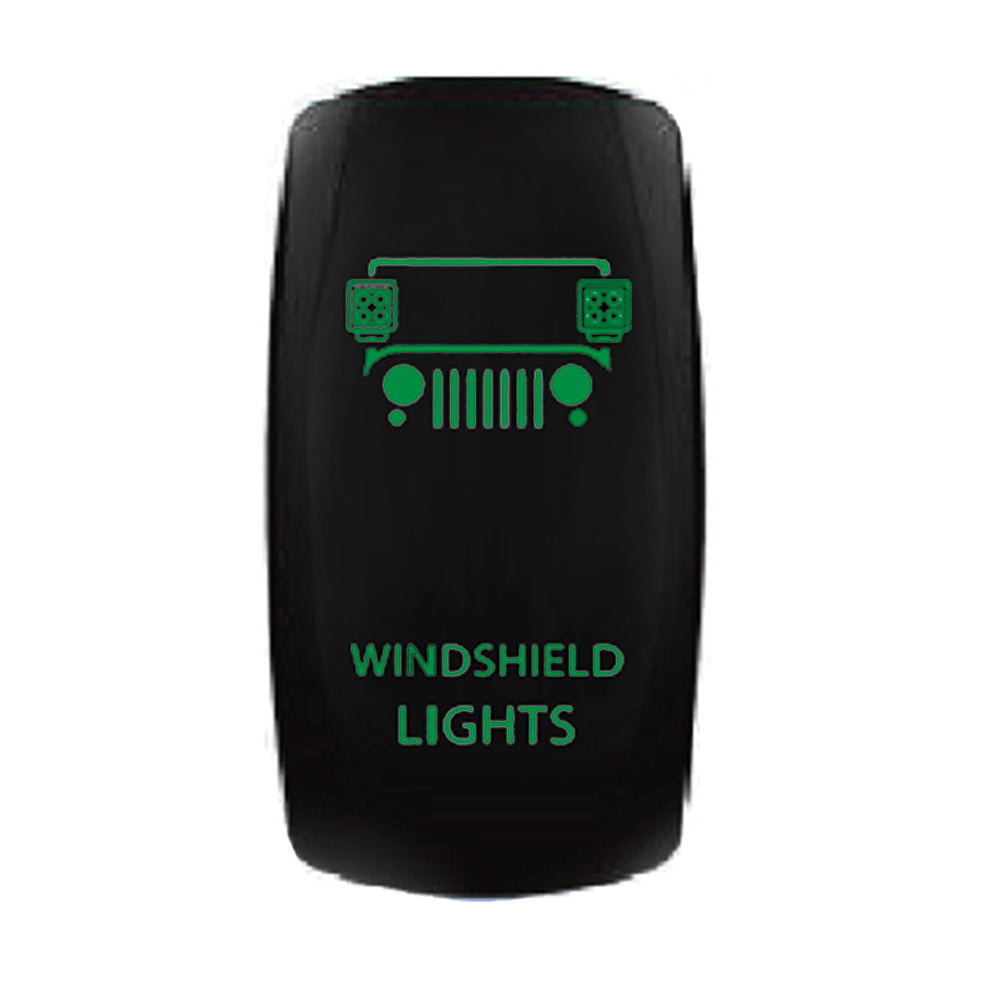Quake LED - QW862 - Rocker Switch Windshield Lights 2 Way 5 Pin Green