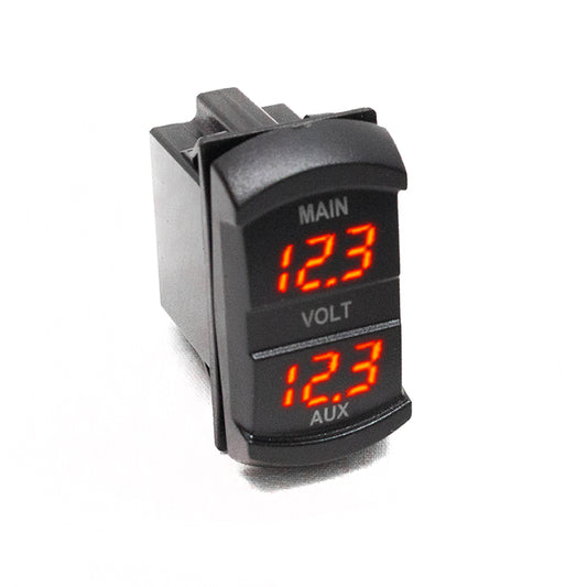 Race Sport RS50893 - Rocker Switch-Sized Dual Voltage Gauge W/ Red Digital LED Display