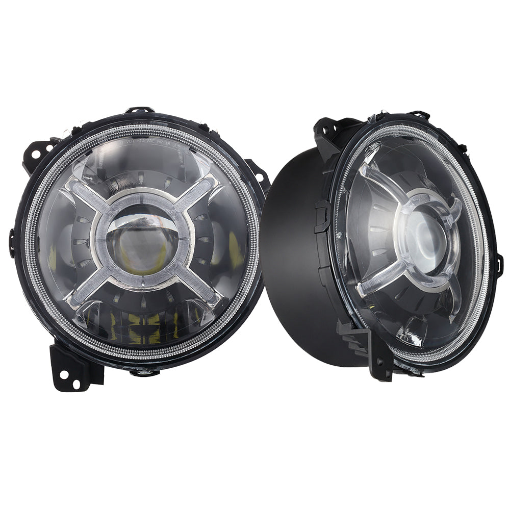 Race Sport RS9JLAAH-RH - NEW - 9in JEEP JL Adjustable Angle Beam 108-Watt Headlight With X-HALO DRL Functions + Round WHITE HALO