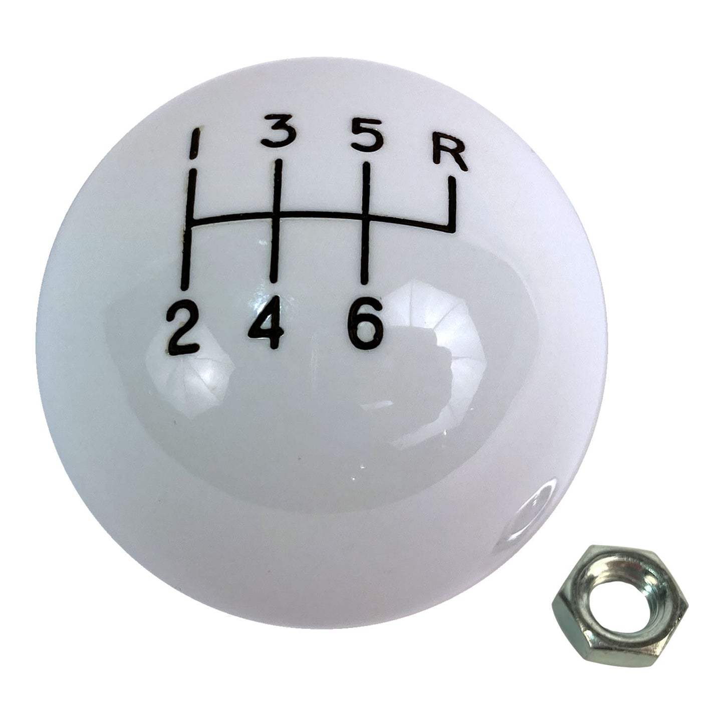 Silver Sport Transmissions Classic Style 6 Speed Shift Knob Black 3/8"-16 Thread W/locknut SLA-1630140