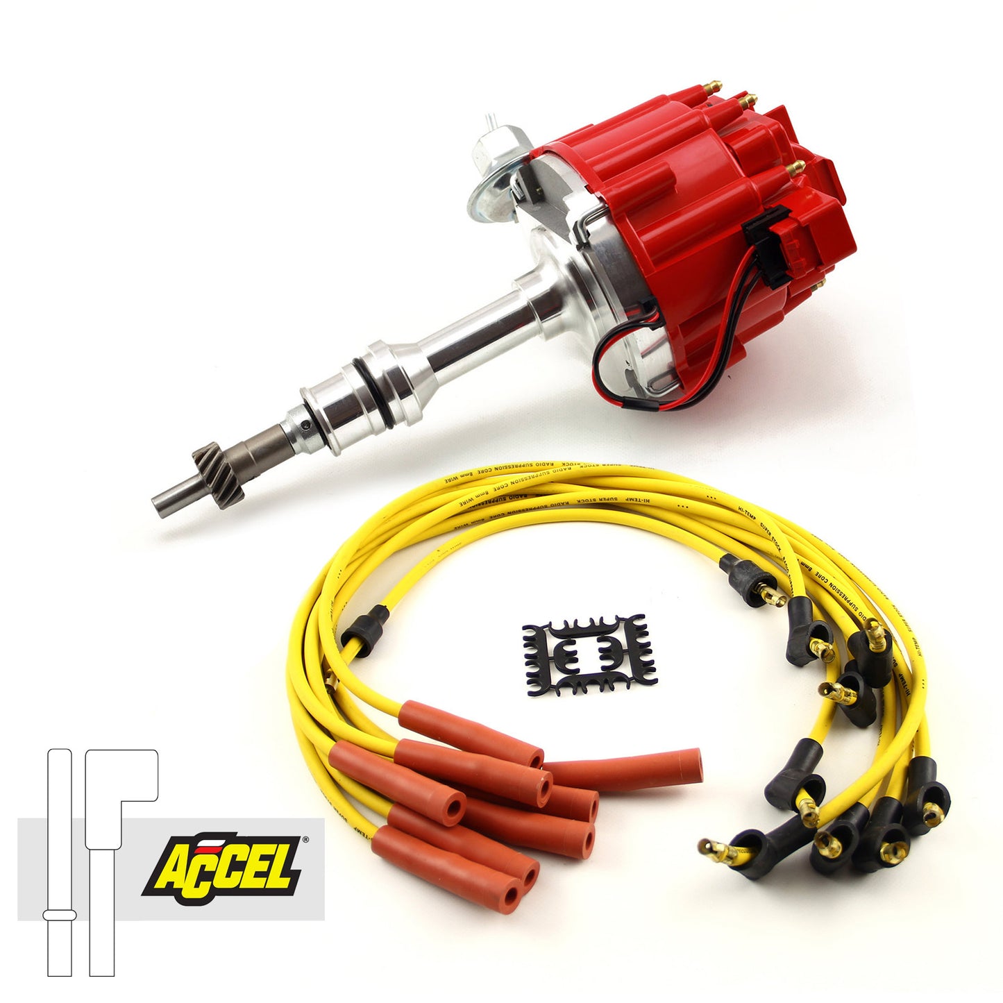 Speedmaster PCE385.1034 Fits Ford 351W Windsor HEI Distributor Accel Spark Plug Wires Ignition Combo Kit
