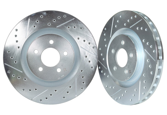 Infiniti Rear Cross Drilled & Slotted 1-Piece Sport Rotors - (Akebono Calipers) (Set of 2) - INF3511XS