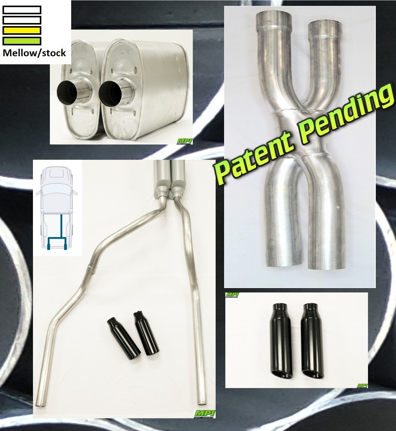 MPI Exhaust System With MPI Turbo Muffler And Powder Coated Black Tips F351-BTTBBLK