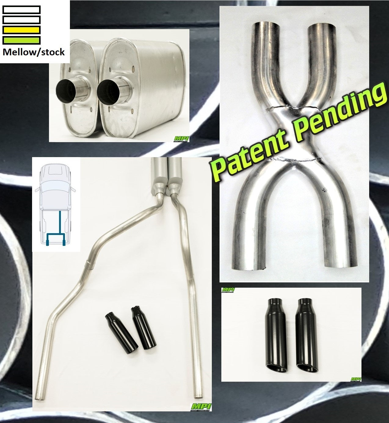 MPI Exhaust System With MPI Turbo Muffler And Powder Coated Black Tips T122-UBTBBLK