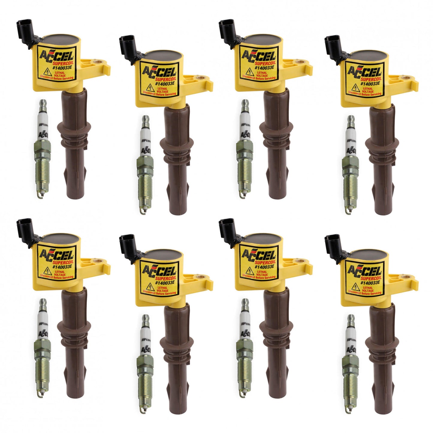 ACCEL Ignition Upgrade Kit- 2008-2014 Ford 4.6L/5.4L/6.8L 3-valve egines, yellow, 8-pack 811433E