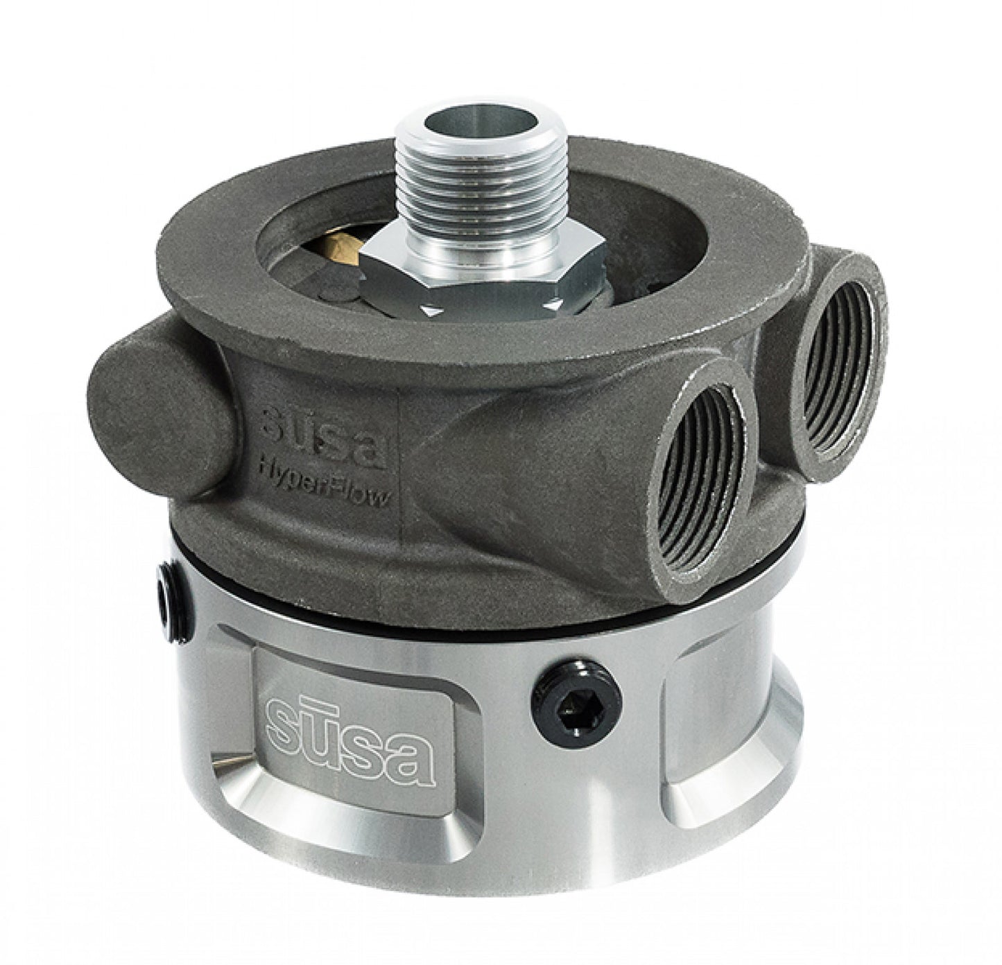 Setrab HyperFlow Sandwich Adapter for Recessed Oil Filter - M20 x 1.5 Ports 19-SPT76-F86-180-22