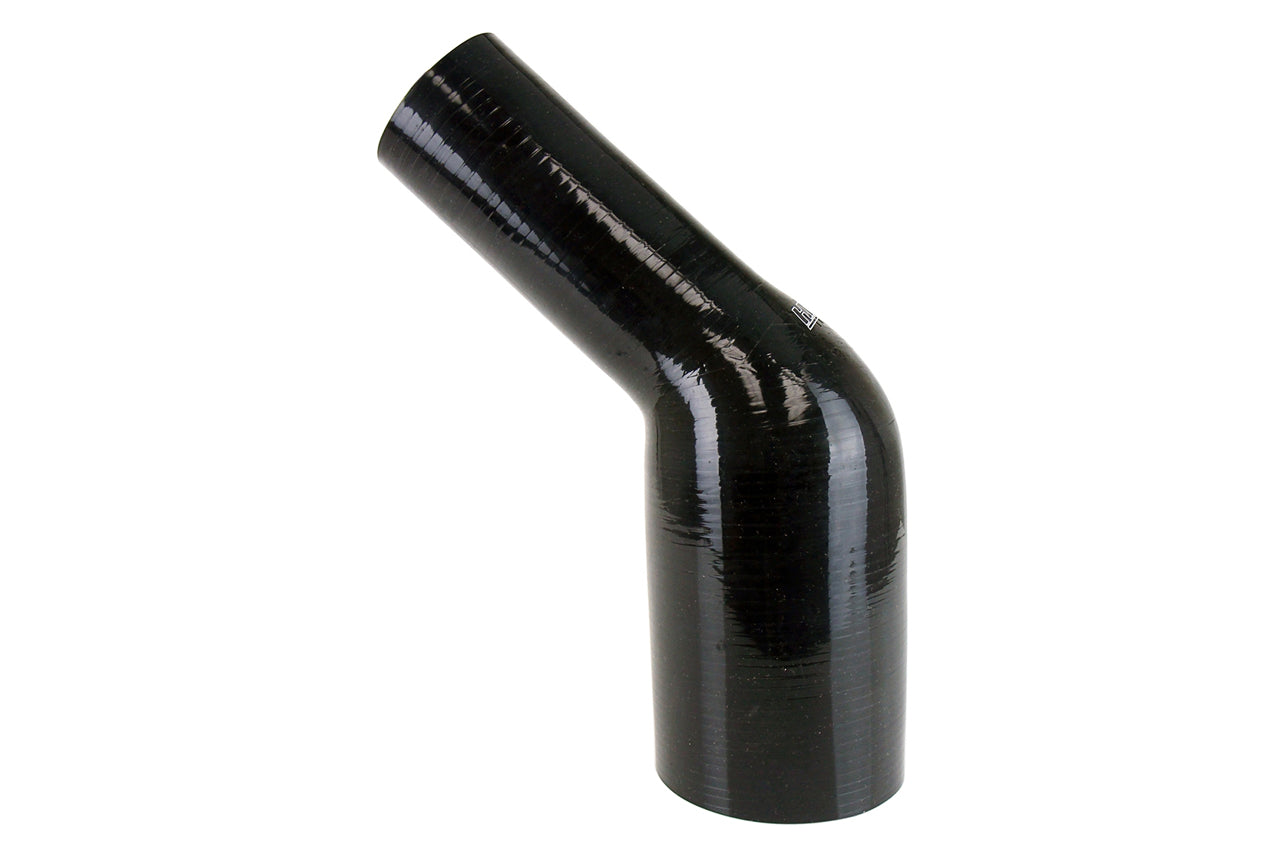 HPS Performance Silicone 45 Degree Elbow HoseHigh Temp Reinforced2-1/2" - 3-1/4" IDBlack HTSER45-250-325-BLK