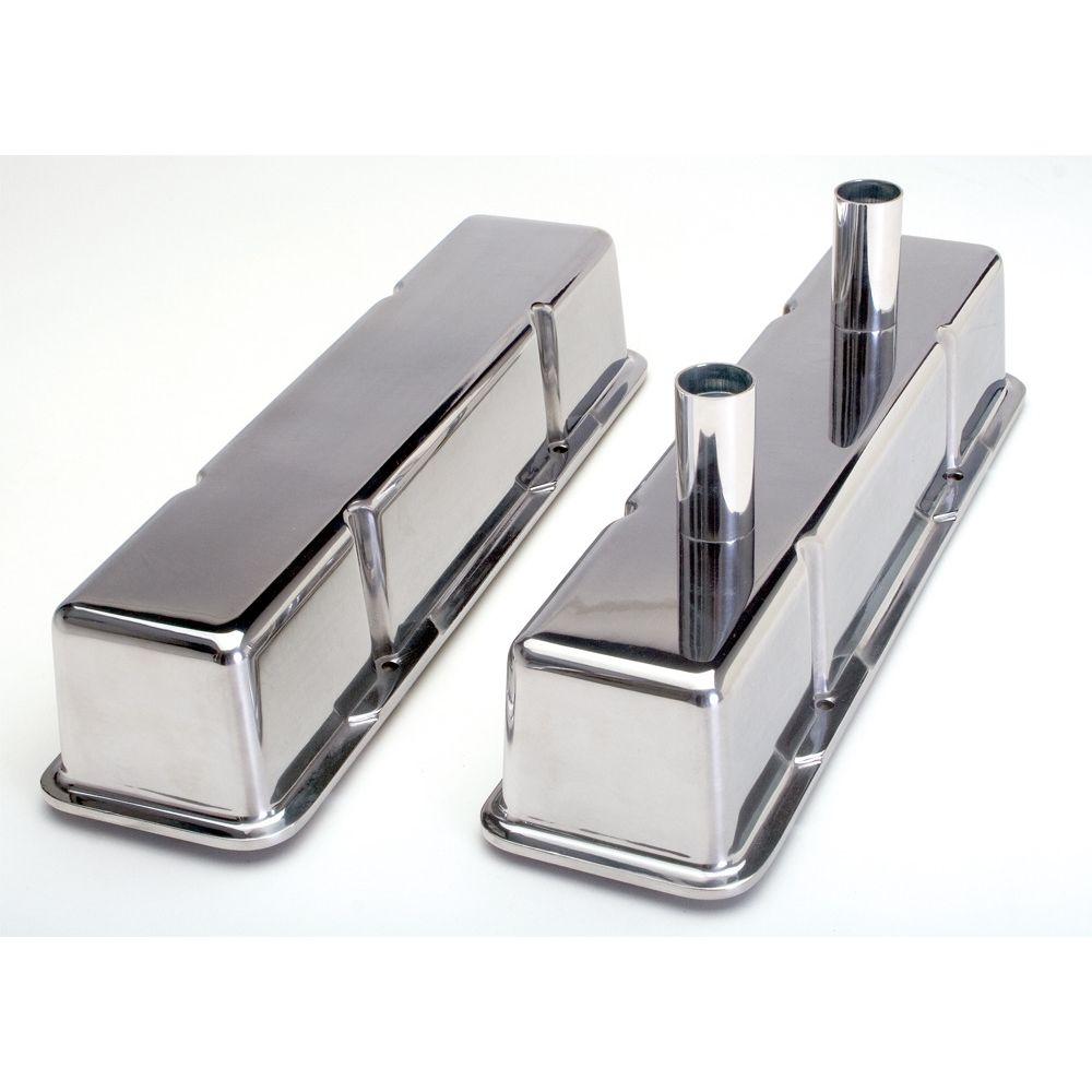 HAMBURGER'S PERFORMANCE PRODUCTS CAST ALUMINUM VALVE COVERS; CHEVY SB ENGINES (58-86); CIRCLE TRACK; W/HOLES AND BAFFLES 1073