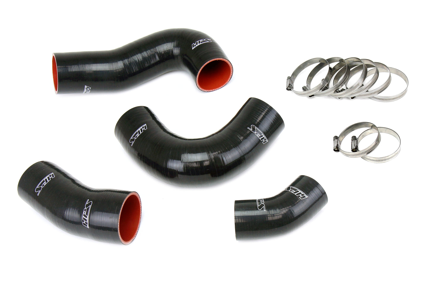 HPS Performance 4-ply Reinforced Silicone Replaces Rubber Intercooler Hoses 57-1949-BLK