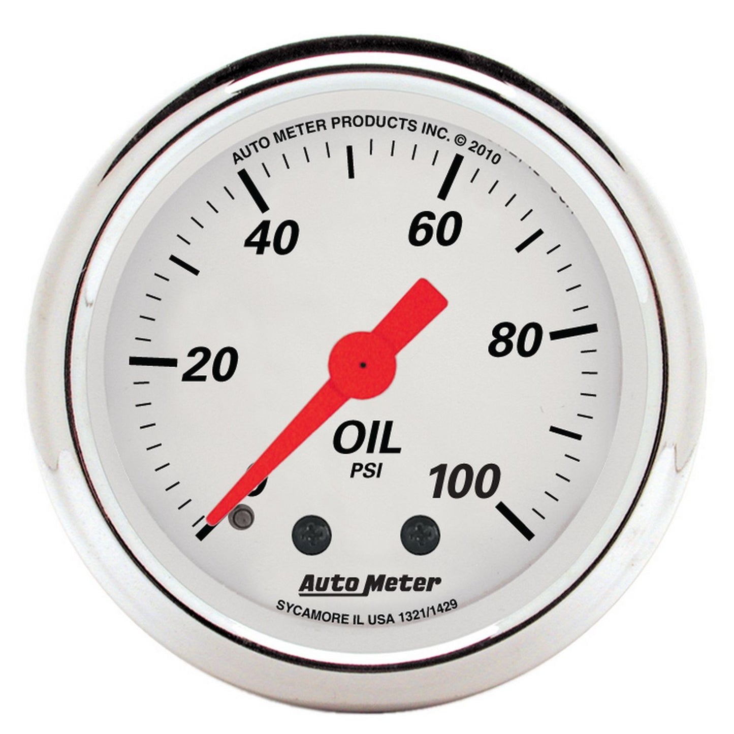 AutoMeter 2-1/16 in. OIL PRESSURE 0-100 PSI ARCTIC WHITE 1321