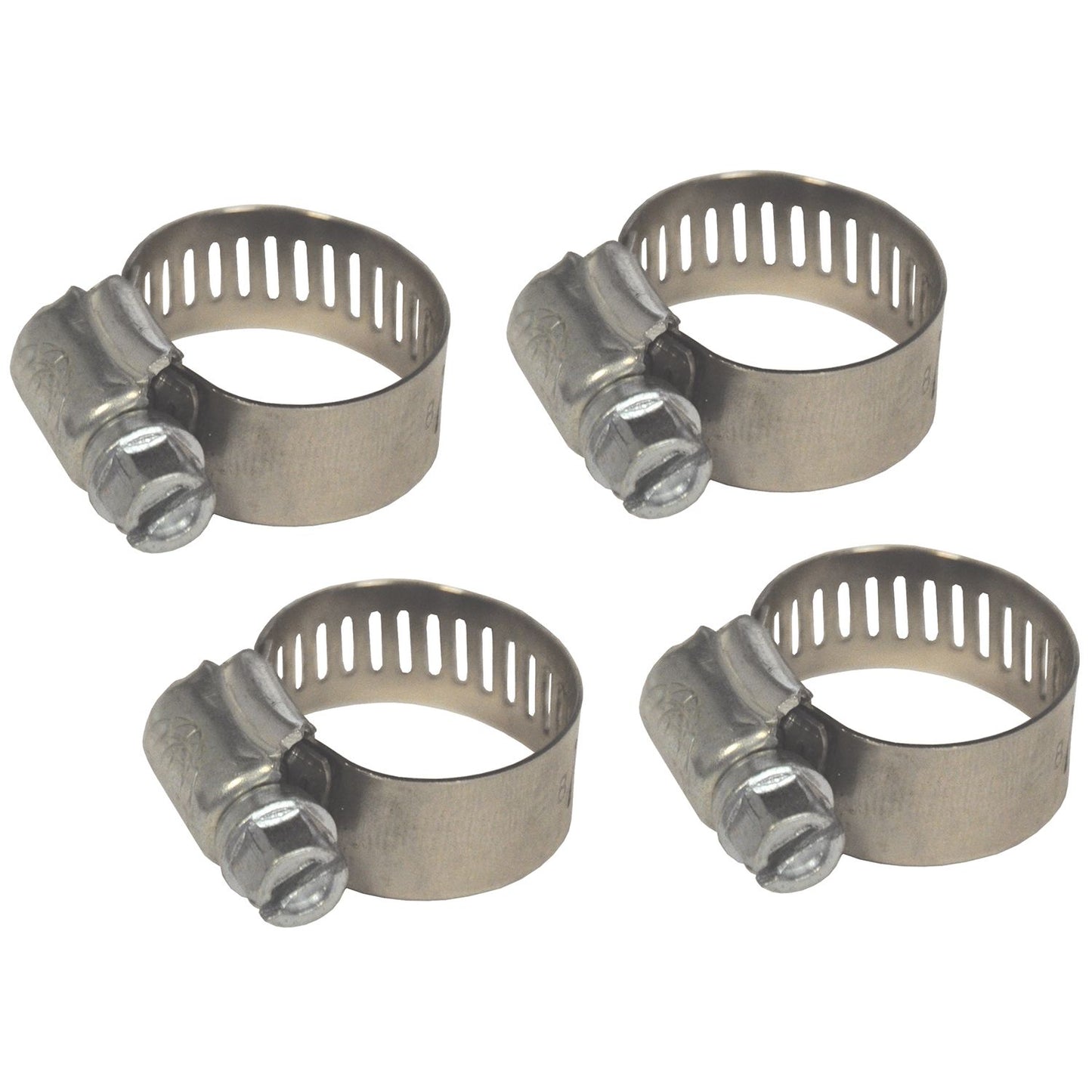 Derale Stainless Steel Worm Gear 1/2" Band 4 Piece Hose Clamp Set 13019