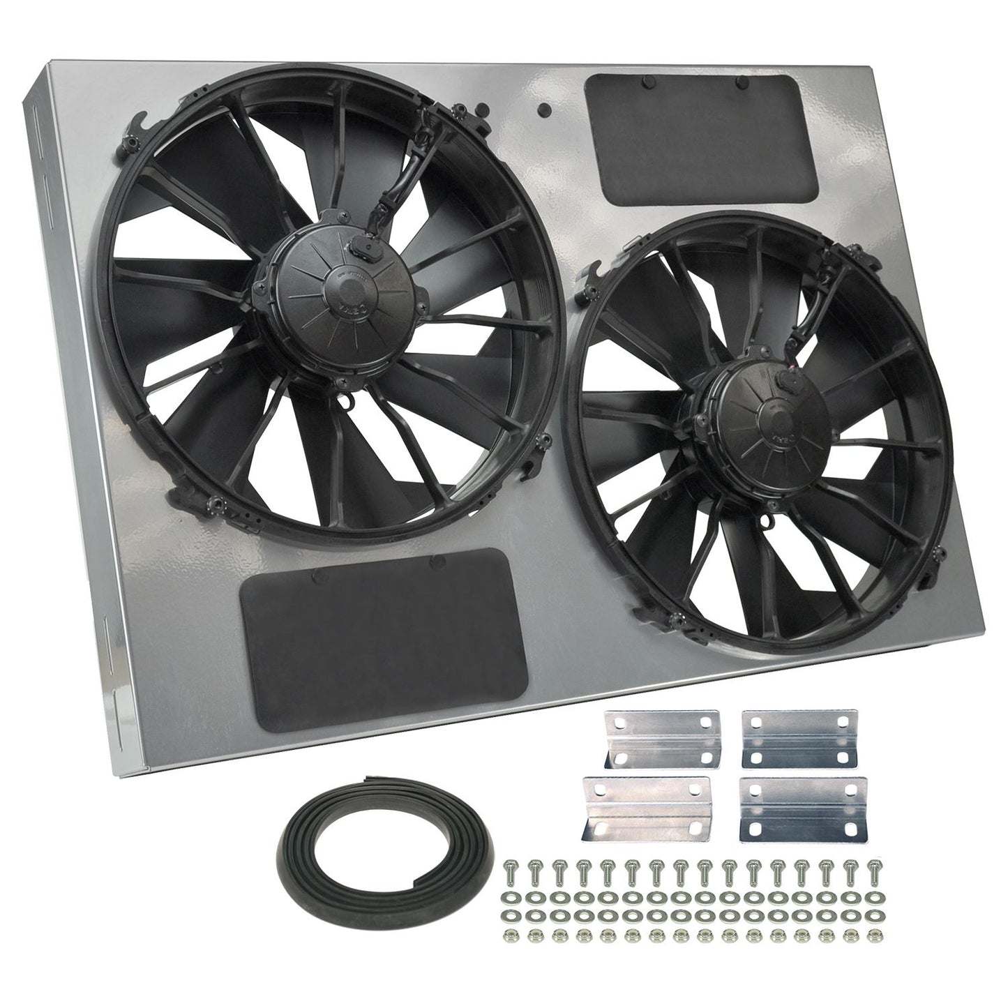Derale Powerpack - High Output Dual 12" Electric RAD Fan/Powder coated Steel Shroud Kit 16927