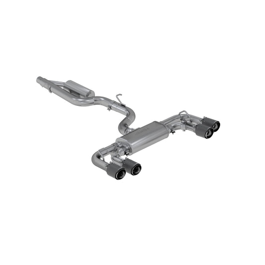 MBRP Exhaust T304 Stainless Steel 3" Cat Back Quad Split Rear Exit with Carbon Fiber Tips (Active Exhaust) S46053CF