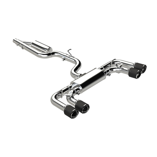 MBRP Exhaust T304 Stainless Steel 3" Cat Back 2.5" Quad Split Rear Exit with Carbon Fiber Tips (Active Exhaust) S46133CF