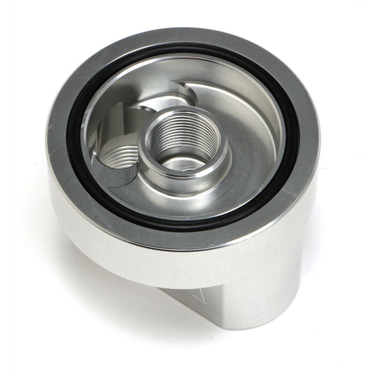 HAMBURGER'S PERFORMANCE PRODUCTS SPIN-ON BYPASS ADAPTER; FORD ENGINES; 22MM X 1.5 FILTER THREADS; -12AN PORTS- BILLET ALUMINUM 3323