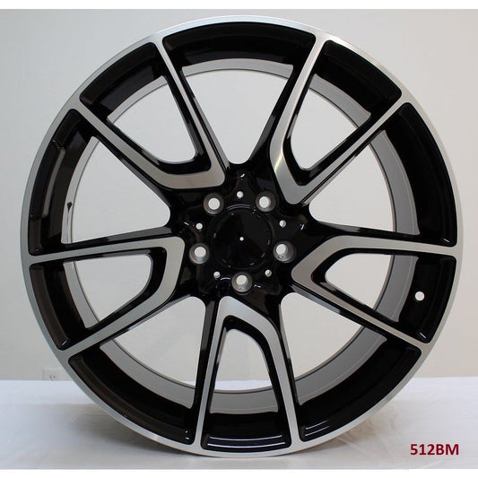 20" X 8.5/9.5" Staggered Aluminum Black Machine Face Wheels Set - Dynamic Performance - R512-BM-20x8.5/9.5-5x112-42/45-66.56