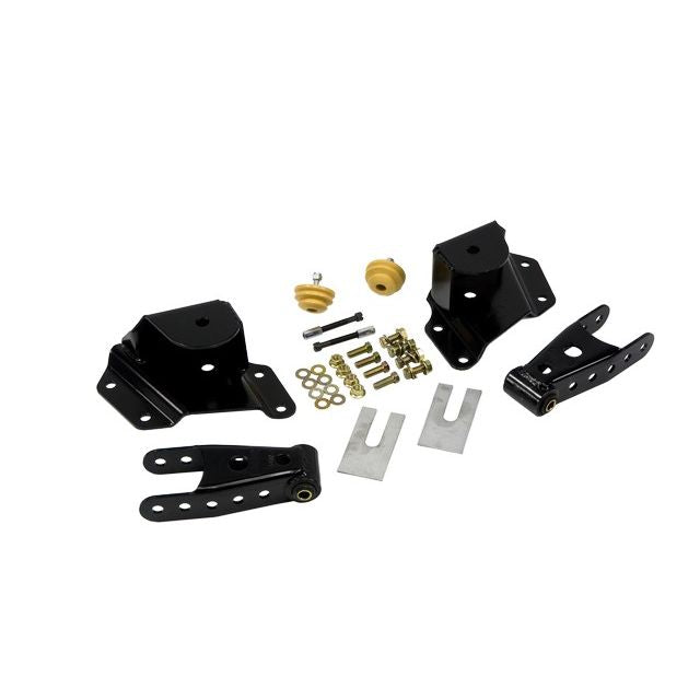 BELLTECH 6512 SHACKLE & HANGER KIT 4 in. Drop Leaf Spring Shackle & Hanger Kit (Front Hanger/Rear Shackle) 1999-2006 Chevrolet Silverado/Sierra 1500 Std Cab Short bed Only 4 in. Rear Drop