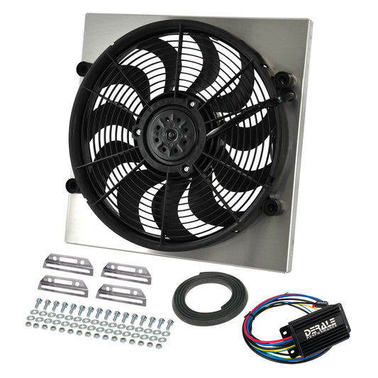 Derale Powerpack - High Output Single 17" RAD Fan/Alum Shroud Kit w/ PWM Controller 66818
