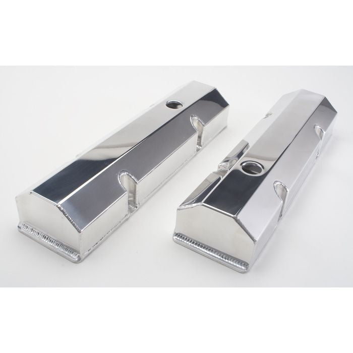 HAMBURGER'S PERFORMANCE PRODUCTS POLISHED ALUMINUM FABRICATED VALVE COVERS; CHEVY SB ENGINES (1958-86); WITH HOLES/BAFFLES 1084