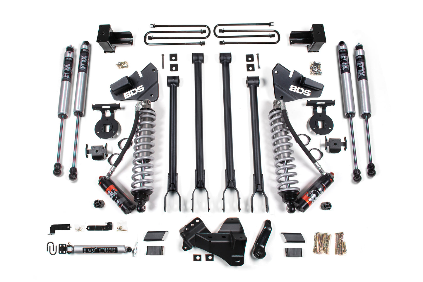BDS SUSPENSION 4 Inch Lift Kit W/ 4-Link - FOX 2.5 Performance Elite Coil-Over Conversion - Ford F350 Super Duty DRW (20-22) 4WD - Diesel BDS1974FPE