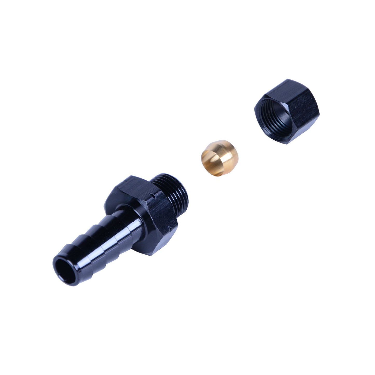 Derale 5/16‚Äö Transmission Cooler Line to 3/8‚Äö Hose Barb Black anodized Fitting 13041